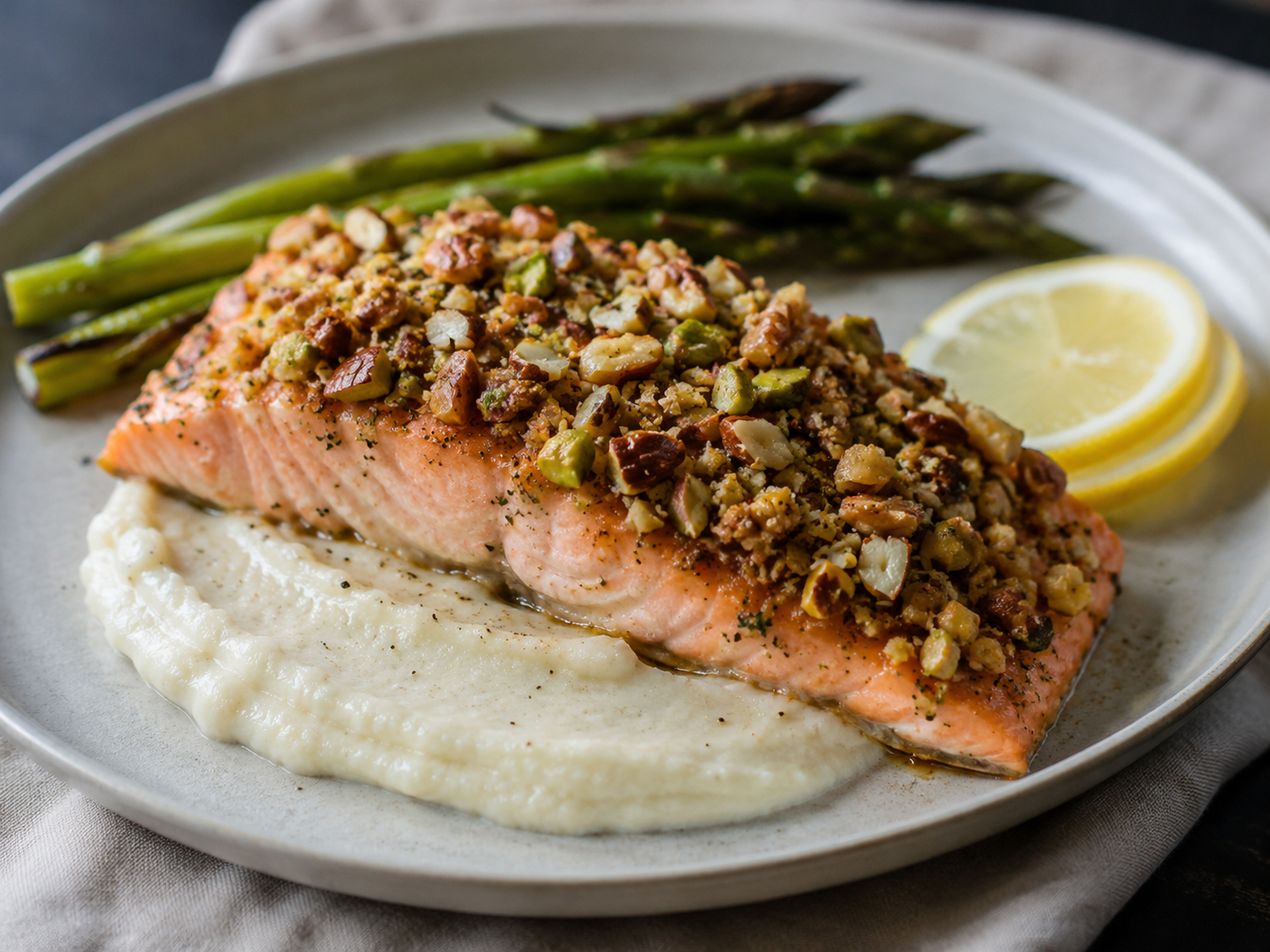 Salmón en costra de frutos secos: elegancia y sabor