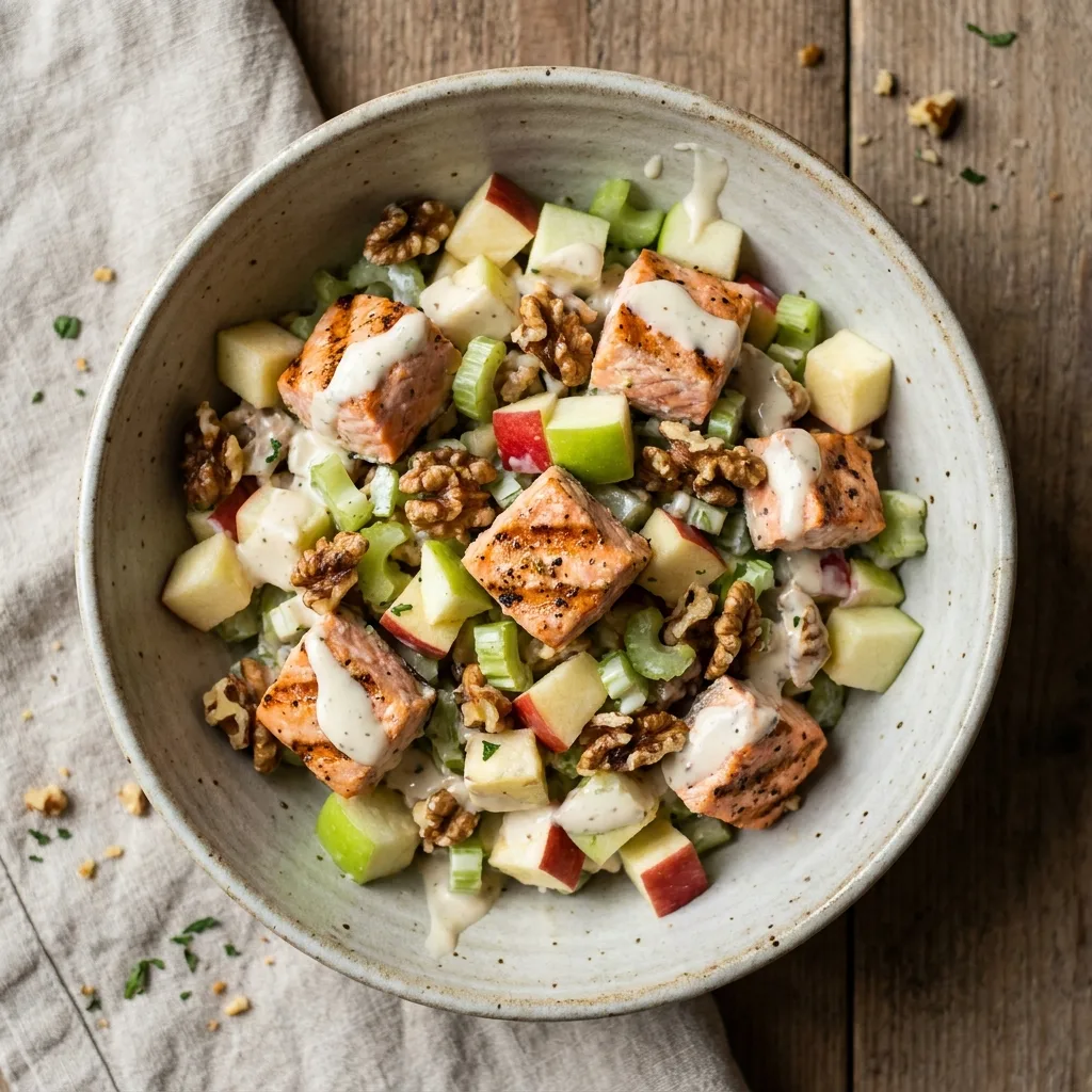 Ensalada Waldorf con salmón a la parrilla, receta de SalmonChile