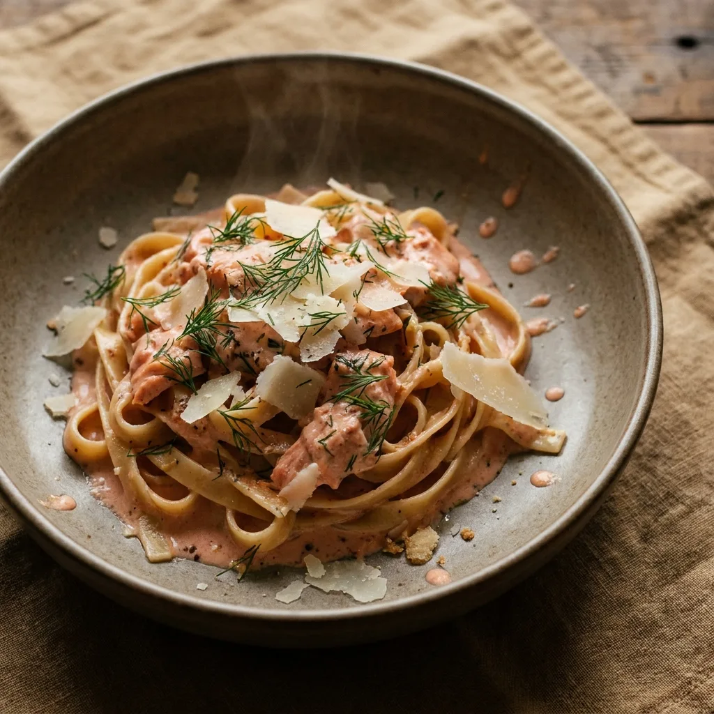 ¡Prepara un rico fetuccini con salmón y verduras salteadas!, receta de SalmonChile