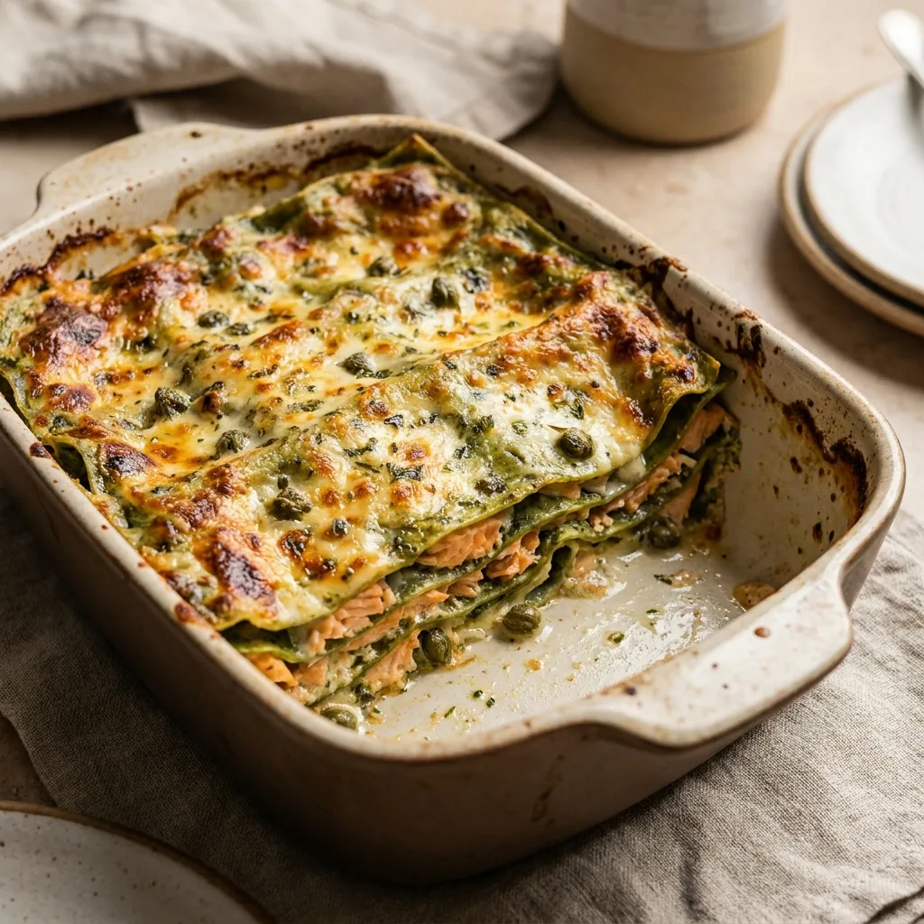 Lasaña Verde de salmón de Chile, receta de SalmonChile