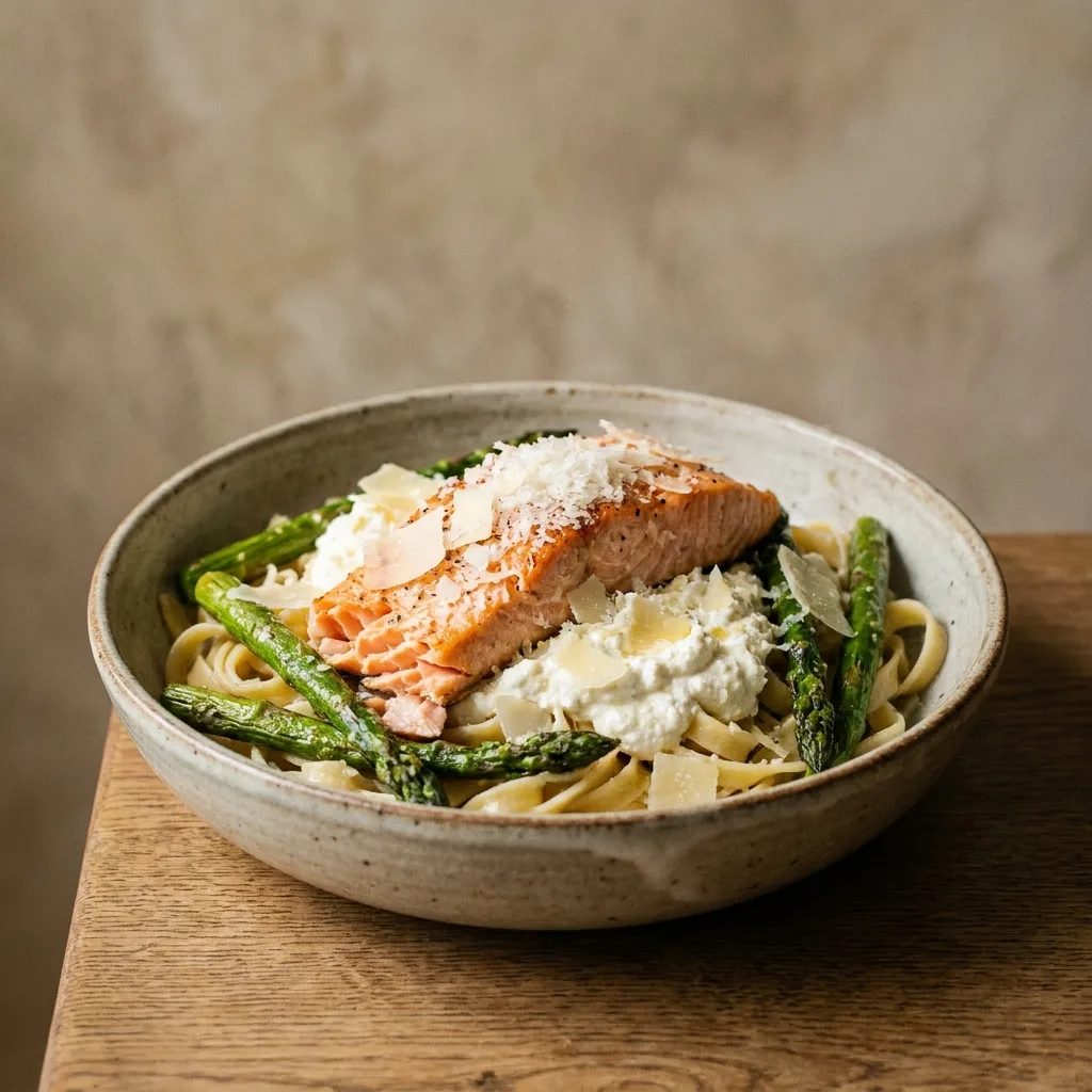 Cocina una deliciosa pasta de salmón con ricotta y espárragos, receta de SalmonChile