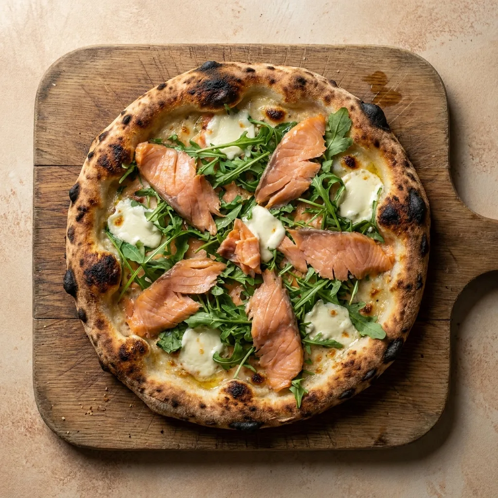 Pizza de salmón ahumado, receta de SalmonChile