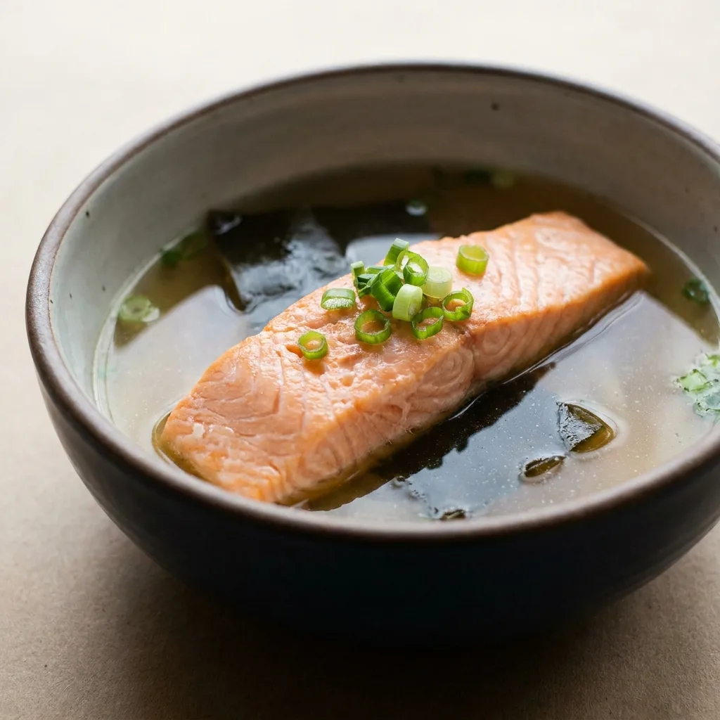 Salmón en caldo Dashi, receta de SalmonChile
