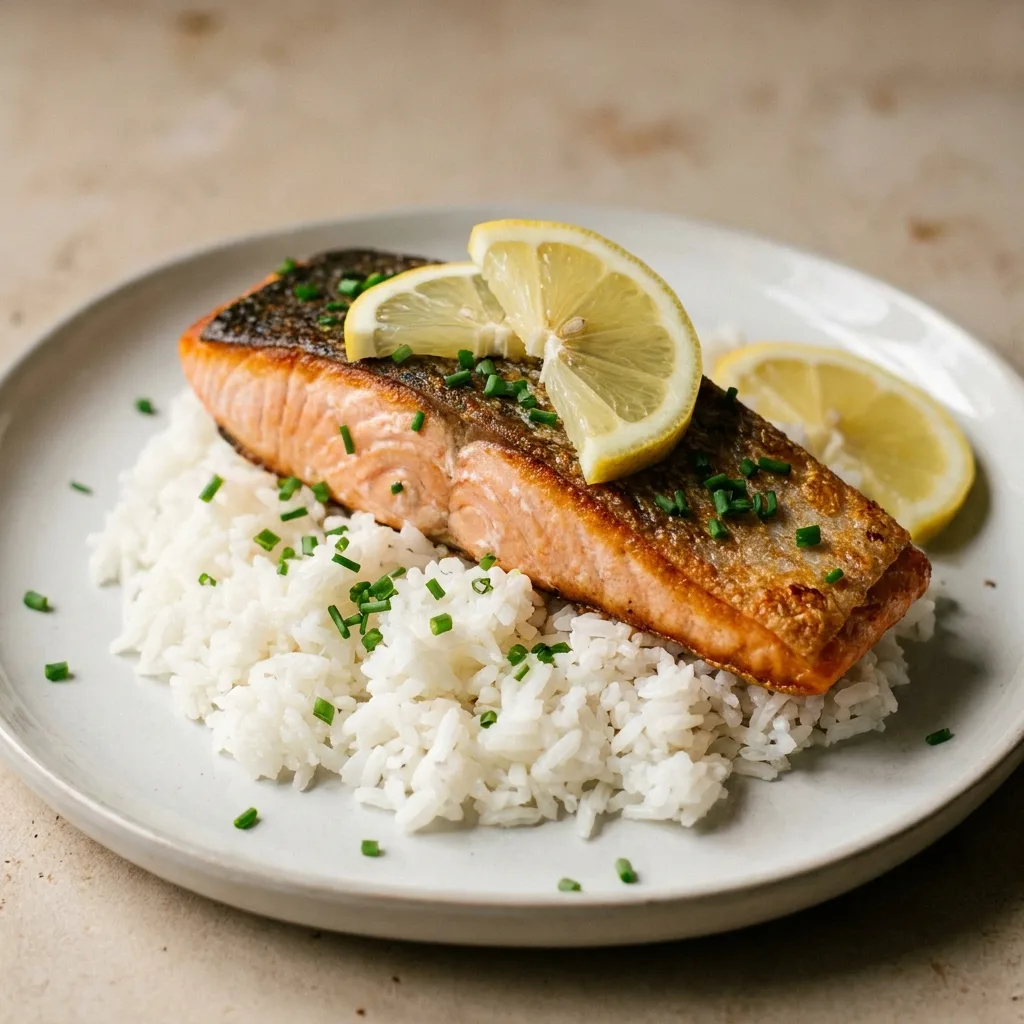 Salmón con arroz, receta de SalmonChile