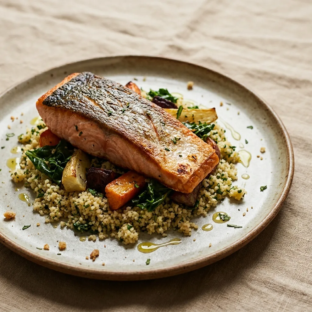 Salmón con Cous-Cous, receta de SalmonChile
