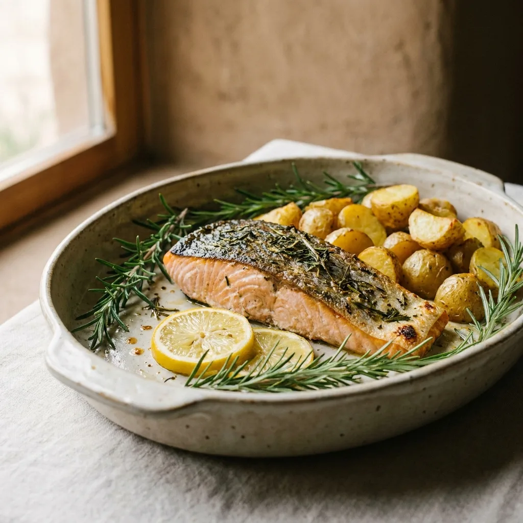 Salmón con papas al horno, receta de SalmonChile