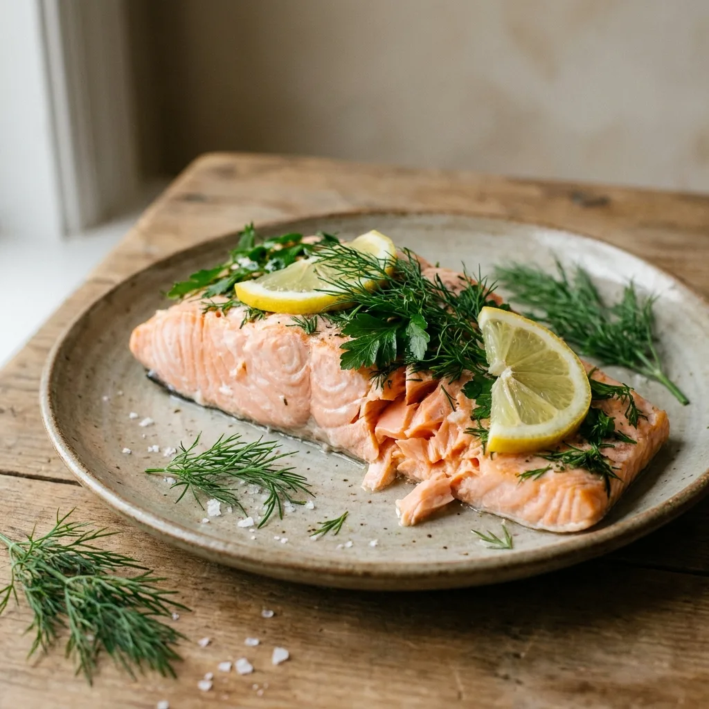 Disfruta con el novedoso salmón pochado lento con hierbas, receta de SalmonChile