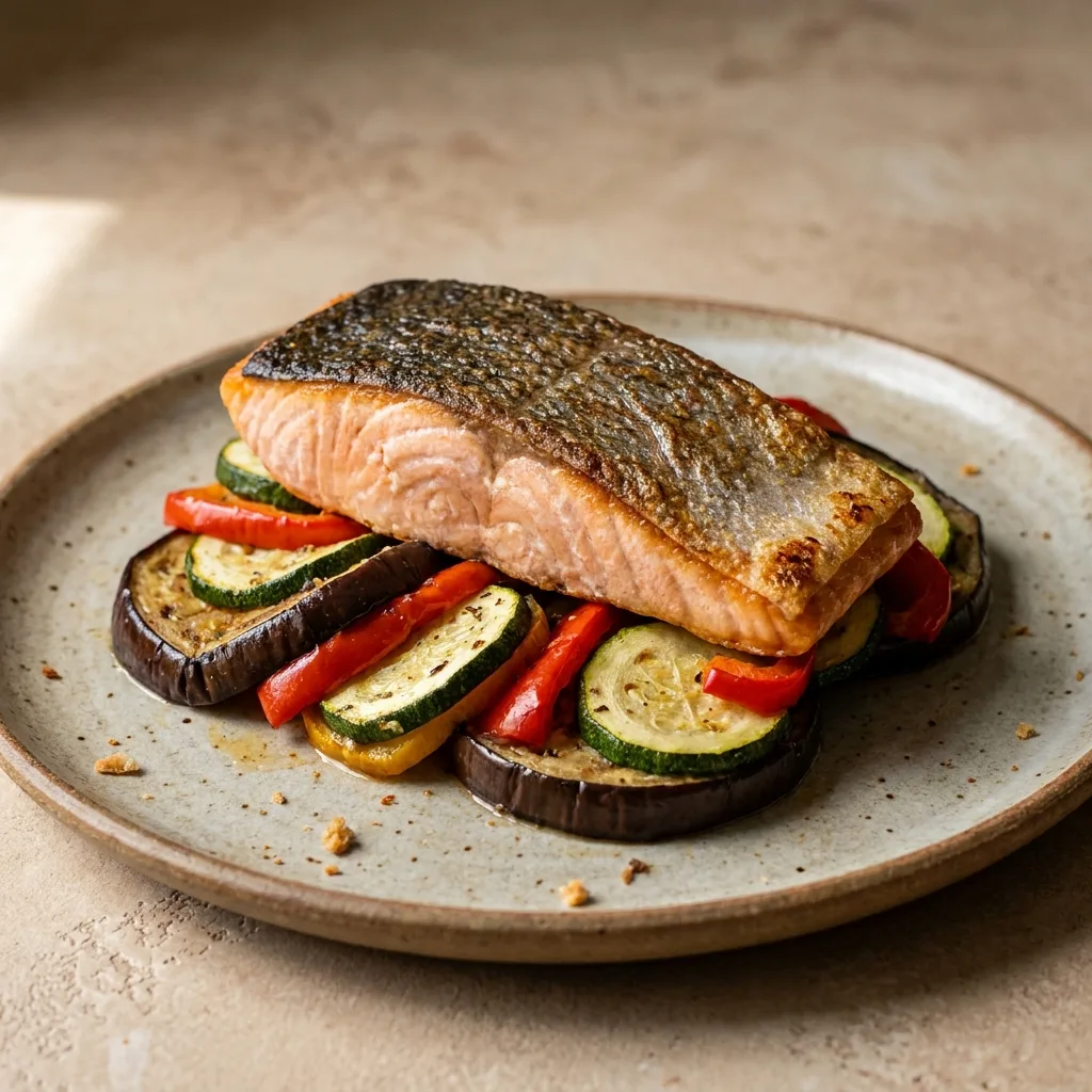 Salmón con ratatouille, receta de SalmonChile