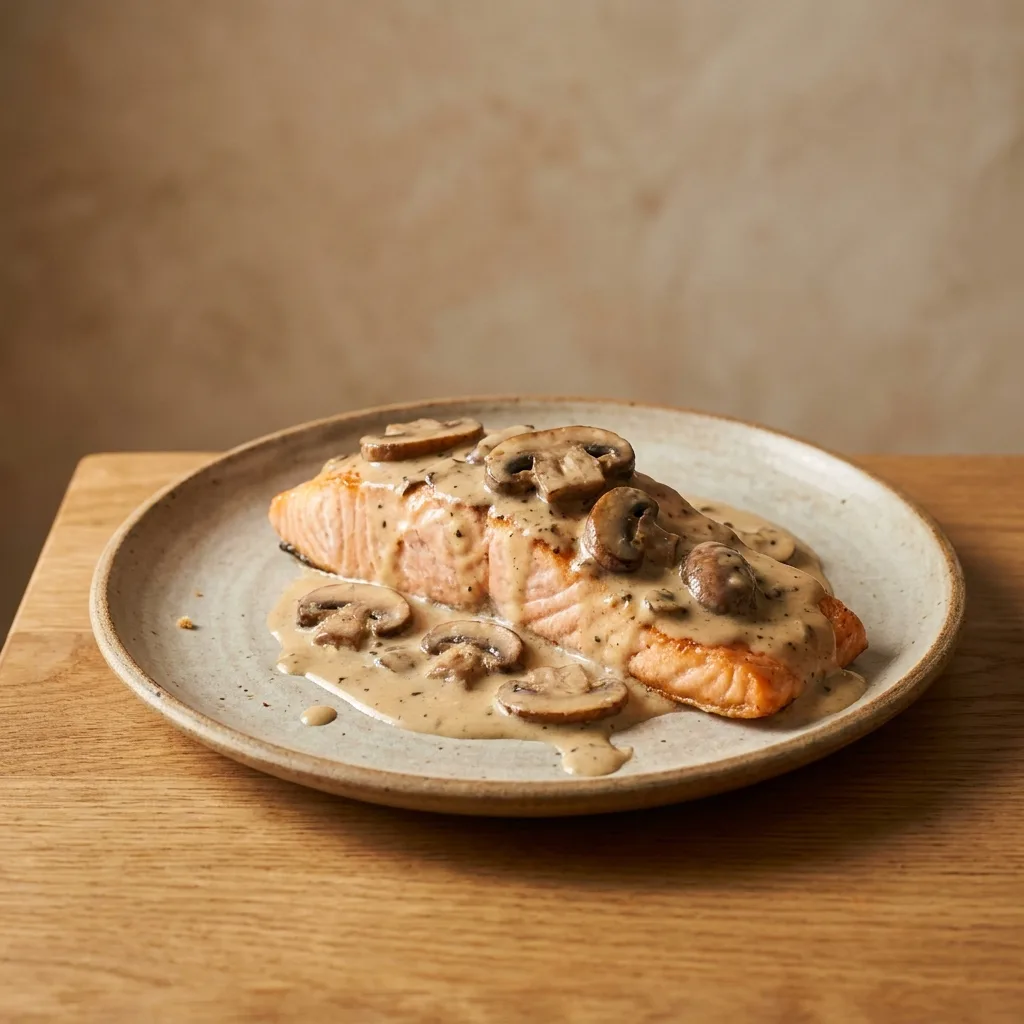Salmón en salsa de champiñones, receta de SalmonChile