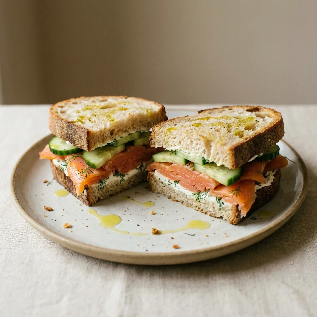 Sandwich salmón pepino, receta de SalmonChile