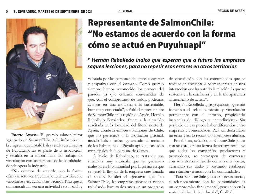 “Para SalmonChile y sus empresas socias el relacionamiento con las comunidades es un compromiso ético»